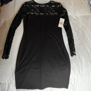 Karen Kane Blk dress. Beautiful black lace details. Long sleeve